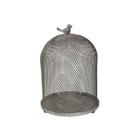 Vintage Candle Holder Set of 2, Sparrow Accent Mesh Dome Design, Gray - BM350270