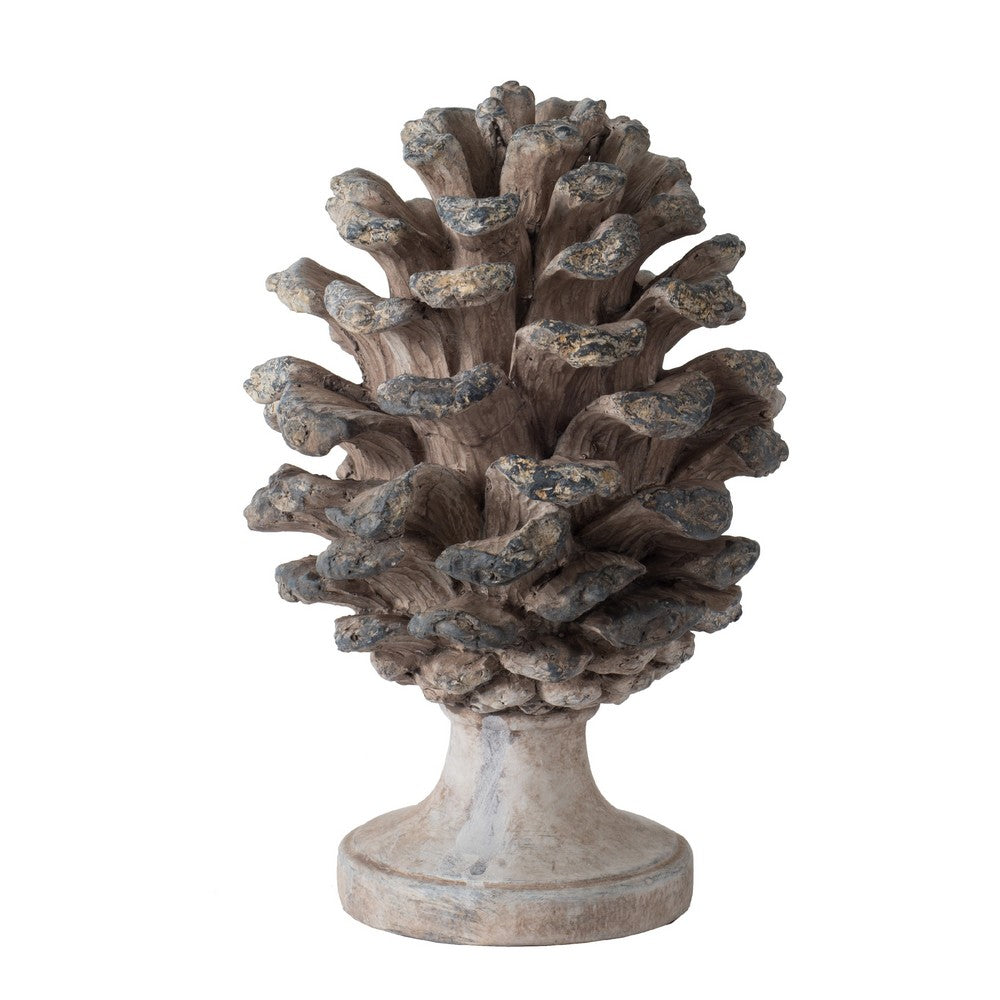 Hazel Accent Decor, 11 Inch Pine Cone Polyresin Sculpture, Gray  - BM350273