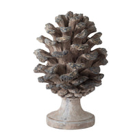 Hazel Accent Decor, 11 Inch Pine Cone Polyresin Sculpture, Gray  - BM350273