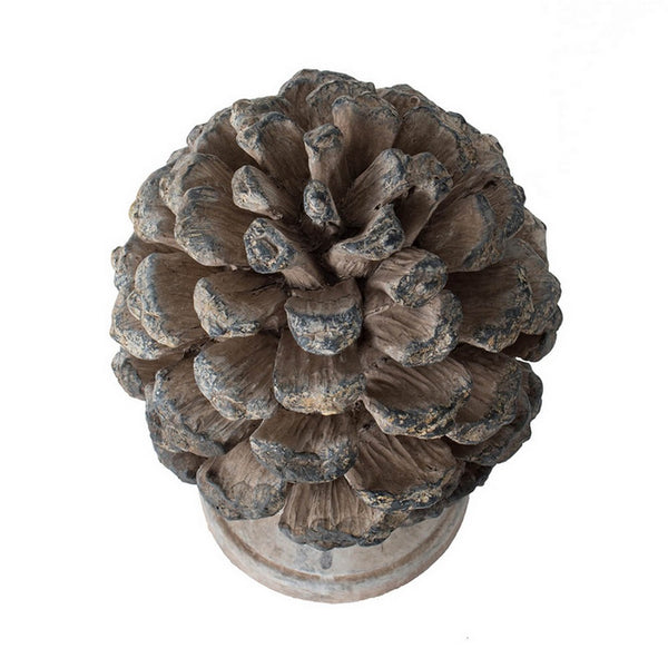 Hazel Accent Decor, 11 Inch Pine Cone Polyresin Sculpture, Gray  - BM350273