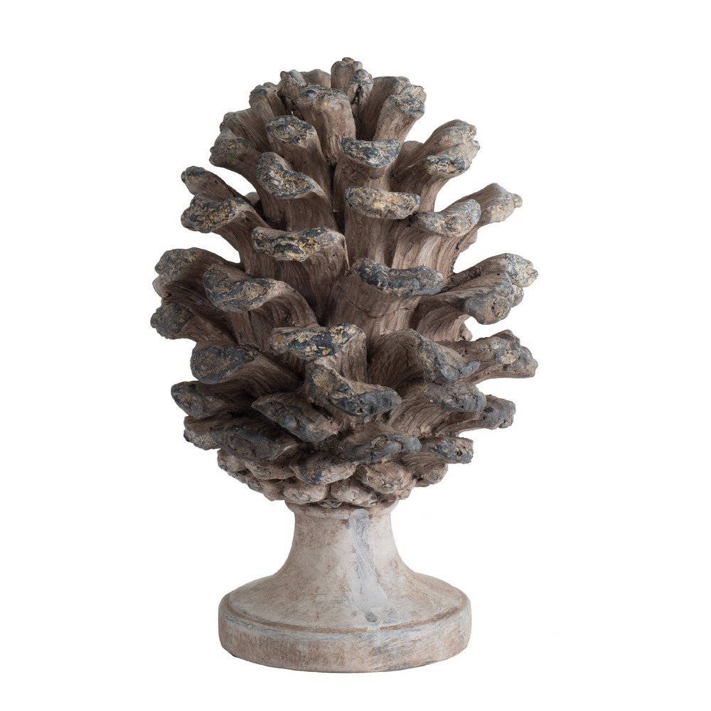 Hazel Accent Decor, 11 Inch Pine Cone Polyresin Sculpture, Gray  - BM350273