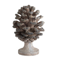 Hazel Accent Decor, 11 Inch Pine Cone Polyresin Sculpture, Gray  - BM350273