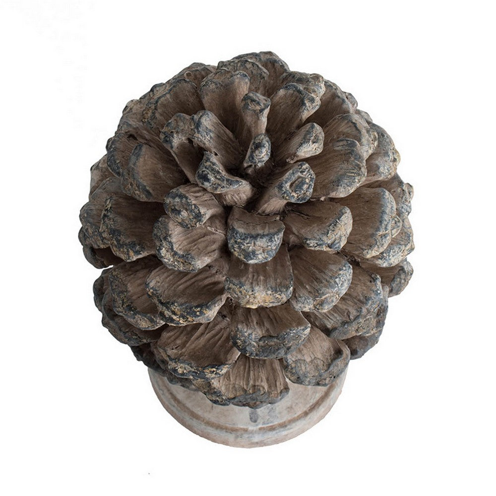 Hazel Accent Decor, 11 Inch Pine Cone Polyresin Sculpture, Gray  - BM350273