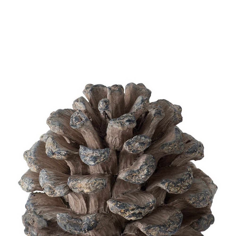 Hazel Accent Decor, 11 Inch Pine Cone Polyresin Sculpture, Gray  - BM350273