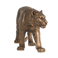 Tiger Statue Decor, Realistic 11 Inch Bronze Polyresin Sculpture - BM350274