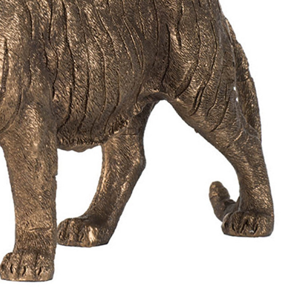 Tiger Statue Decor, Realistic 11 Inch Bronze Polyresin Sculpture - BM350274