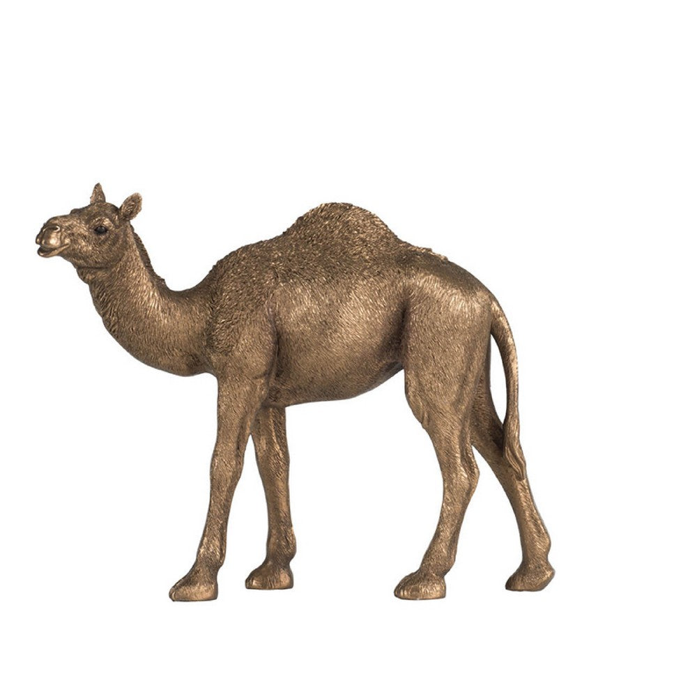 Camel Accent Decor, Realistic 9 Inch Sculpture, Polyresin Bronze  - BM350275