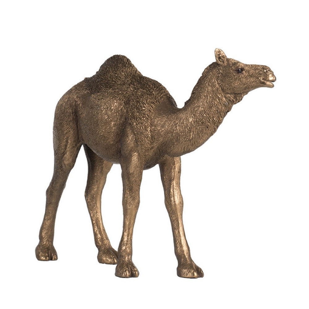 Camel Accent Decor, Realistic 9 Inch Sculpture, Polyresin Bronze  - BM350275