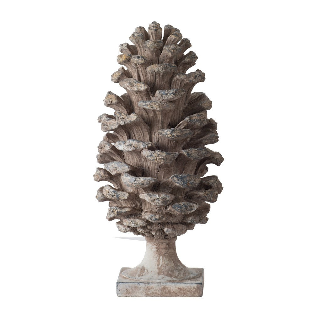 Hazel Pine Cone Accent Decor, 14 Inch Sculpture Polyresin, Gray  - BM350276