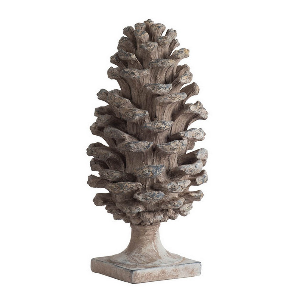 Hazel Pine Cone Accent Decor, 14 Inch Sculpture Polyresin, Gray  - BM350276