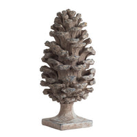 Hazel Pine Cone Accent Decor, 14 Inch Sculpture Polyresin, Gray  - BM350276