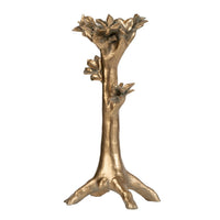 Tree Candle Holder Stand, 13 Inch Decorative Design, Antique Gold Resin - BM350278