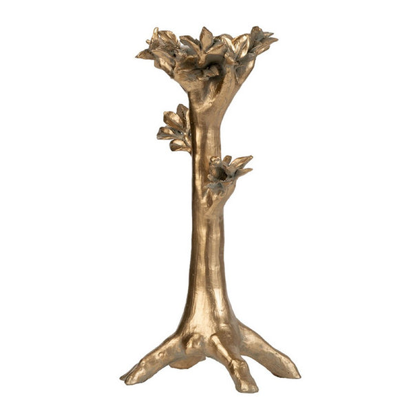Tree Candle Holder Stand, 13 Inch Decorative Design, Antique Gold Resin - BM350278