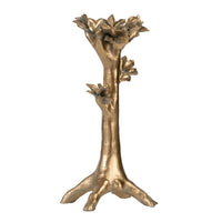 Tree Candle Holder Stand, 13 Inch Decorative Design, Antique Gold Resin - BM350278