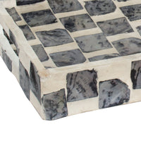 Decorative Tray, 14 Inch Capiz Checkered Pattern, Black and White - BM350281