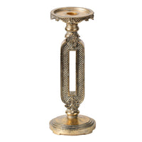 Candle Holder, Antique Gold Tabletop Accent, 11 Inch Keyhole Stem - BM350282