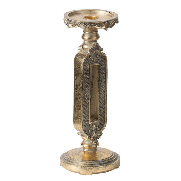 Candle Holder, Antique Gold Tabletop Accent, 11 Inch Keyhole Stem - BM350282