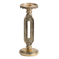 Candle Holder, Antique Gold Tabletop Accent, 11 Inch Keyhole Stem - BM350282