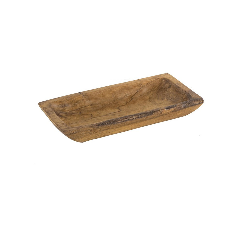 Mepo Display Serving Accent Tray, 16 Inch Natural Brown Teak Wood - BM350285