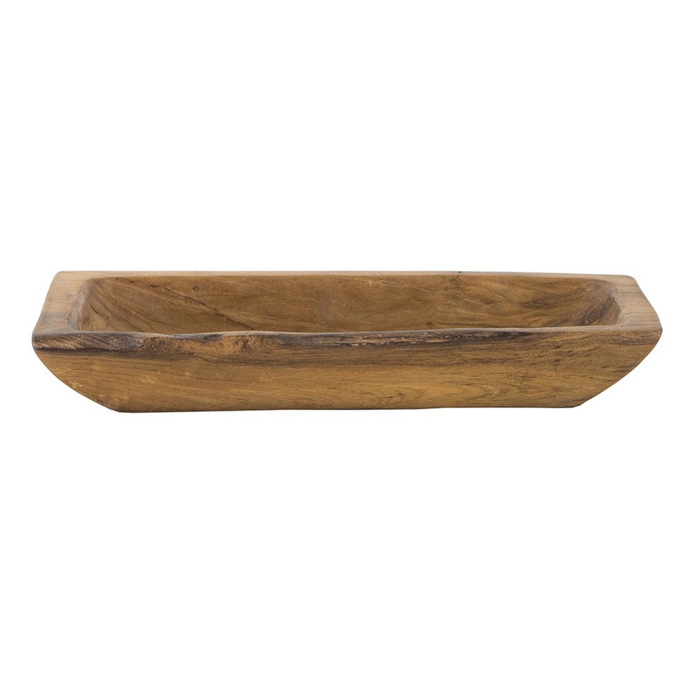 Mepo Display Serving Accent Tray, 16 Inch Natural Brown Teak Wood - BM350285