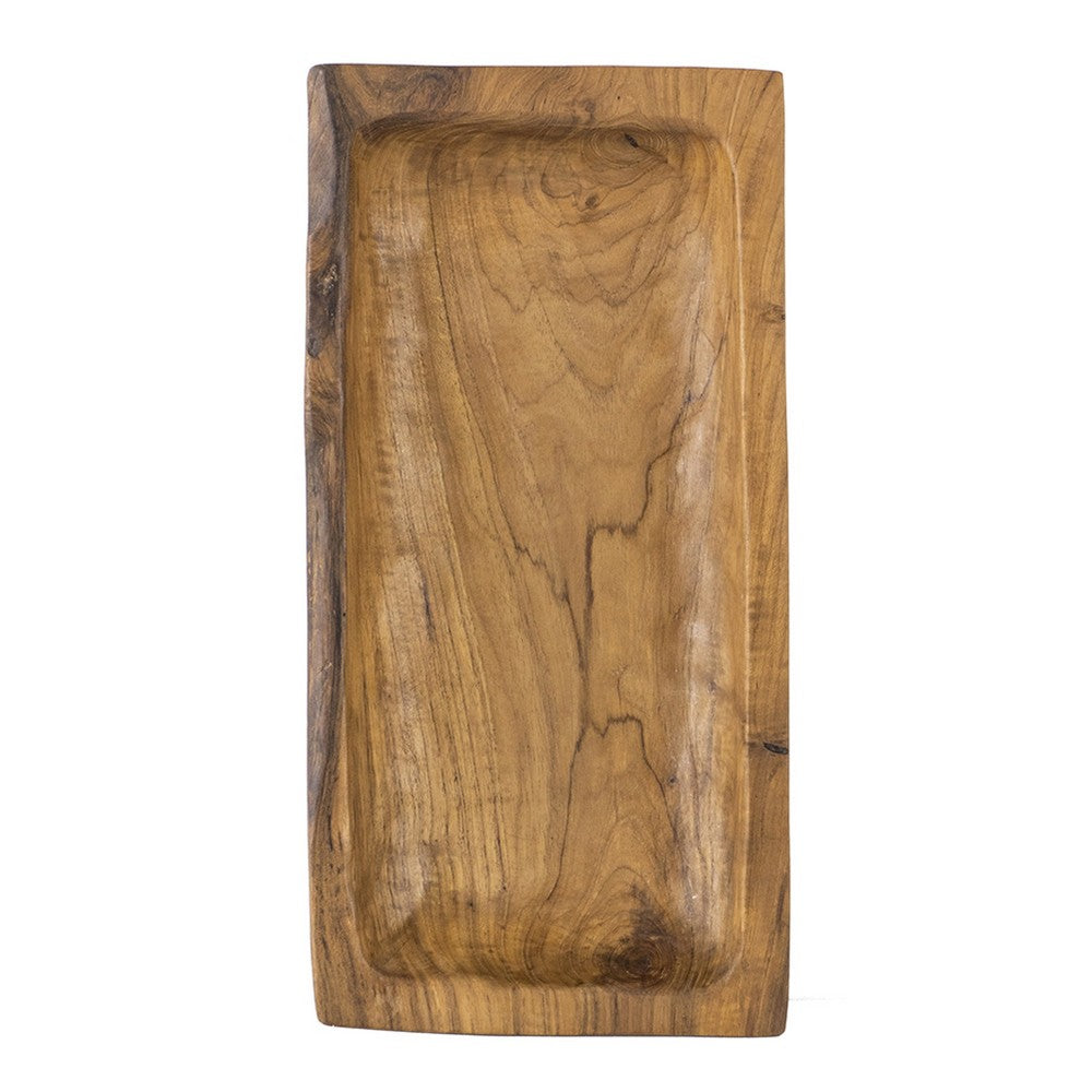 Mepo Display Serving Accent Tray, 16 Inch Natural Brown Teak Wood - BM350285