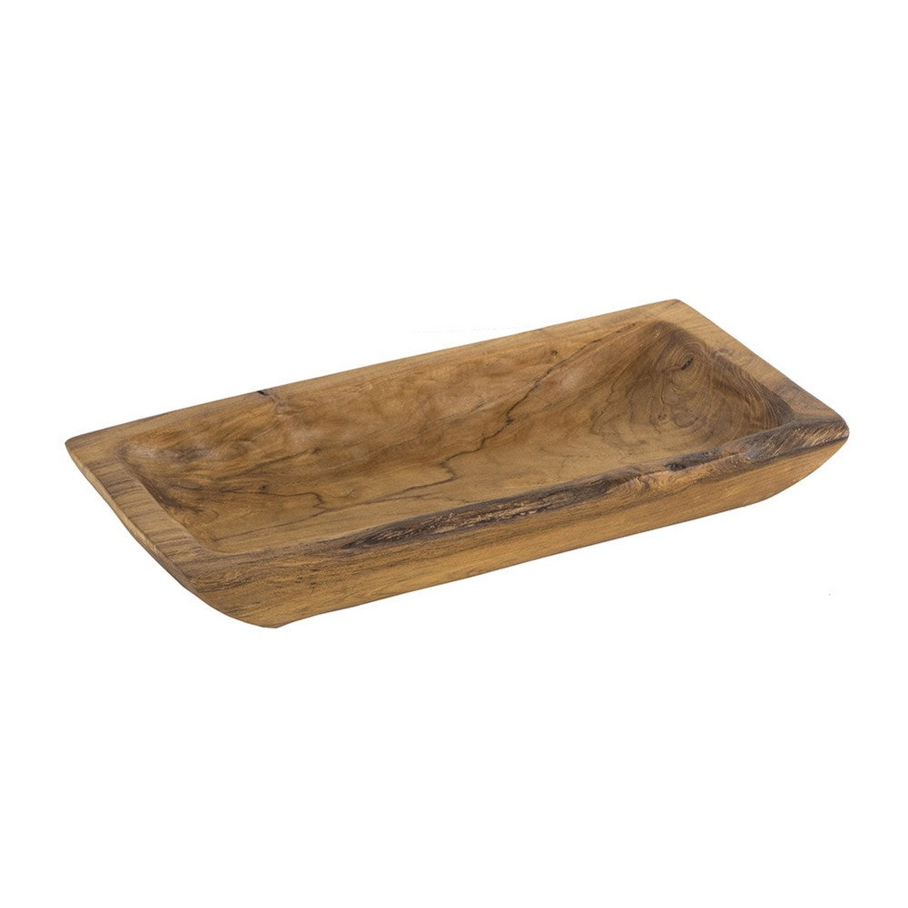 Mepo Display Serving Accent Tray, 16 Inch Natural Brown Teak Wood - BM350285