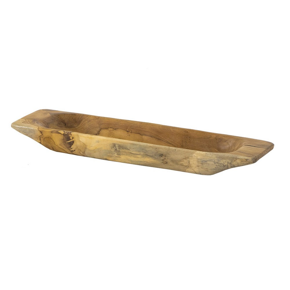 Mepo Display Serving Accent Tray, 19 Inch Natural Brown Teak Wood - BM350286