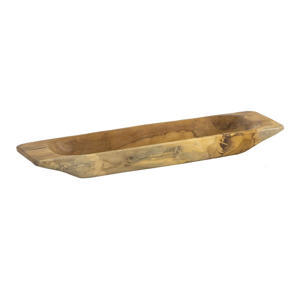 Mepo Display Serving Accent Tray, 19 Inch Natural Brown Teak Wood - BM350286