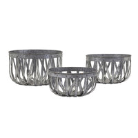 Decorative Accent Storage Baskets Set of 3, Intricate Gray Open Iron - BM350289