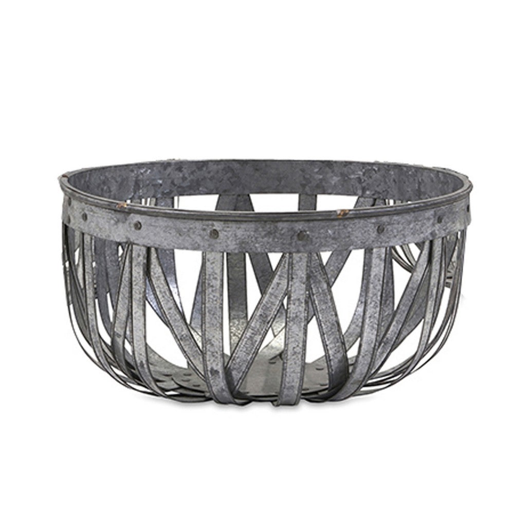 Decorative Accent Storage Baskets Set of 3, Intricate Gray Open Iron - BM350289