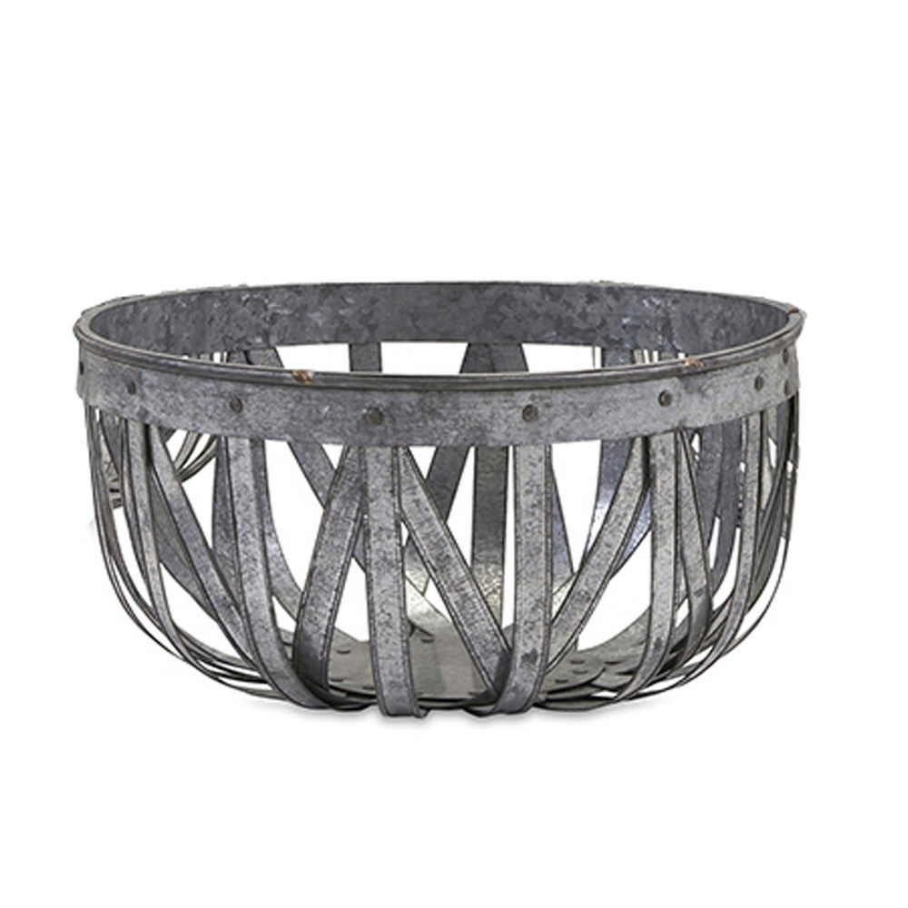 Decorative Accent Storage Baskets Set of 3, Intricate Gray Open Iron - BM350289