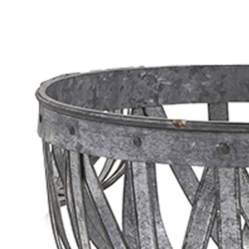 Decorative Accent Storage Baskets Set of 3, Intricate Gray Open Iron - BM350289