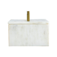 Decorative Storage Box, Gold Brass Handle, 7 Inch Luxe White Marble - BM350292