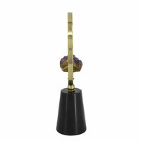 Decorative Ring Sculpture, Purple Amethyst Stone, 12 Inch Gold Black - BM350293