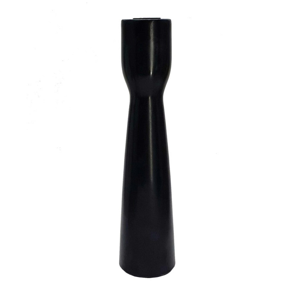 Decorative Modern Candle Holder, 11 Inch Tapered Black Marble Base - BM350297
