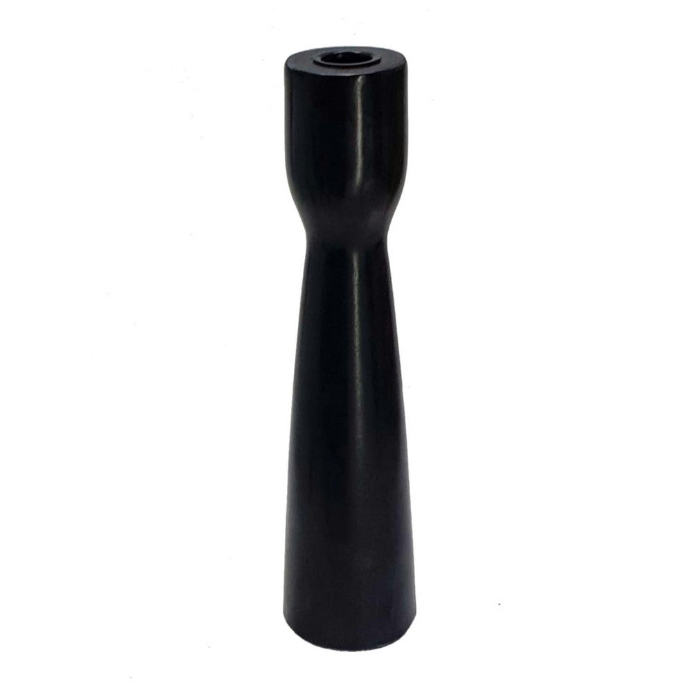 Decorative Modern Candle Holder, 11 Inch Tapered Black Marble Base - BM350297