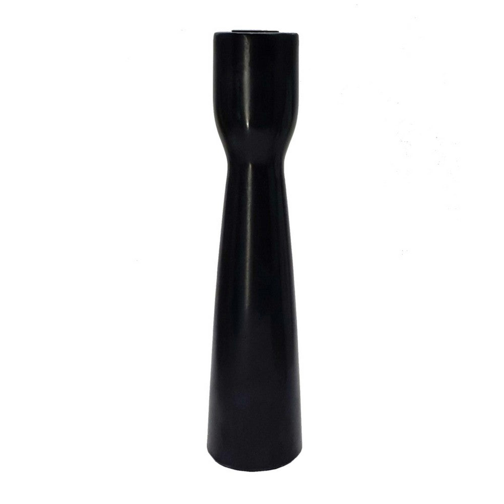 Decorative Modern Candle Holder, 11 Inch Tapered Black Marble Base - BM350297