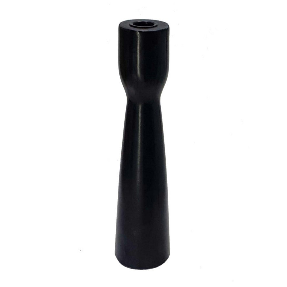 Decorative Modern Candle Holder, 11 Inch Tapered Black Marble Base - BM350297