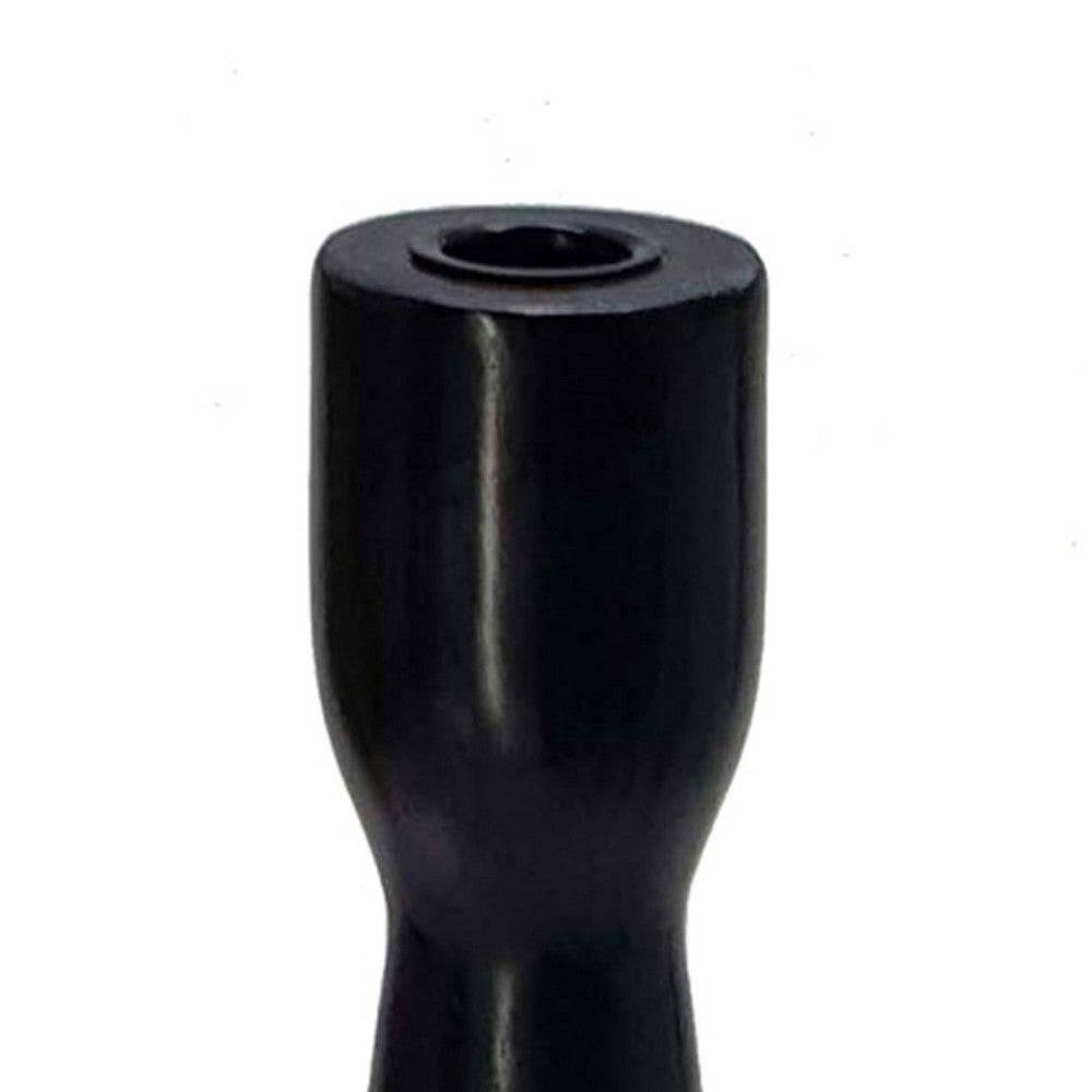 Decorative Modern Candle Holder, 11 Inch Tapered Black Marble Base - BM350297