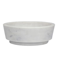Decorative Accessory Bowl with Raised Edges, 7 Inch Round, White Marble - BM350298