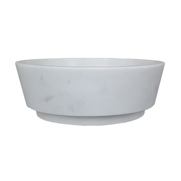 Decorative Accessory Bowl with Raised Edges, 7 Inch Round, White Marble - BM350298