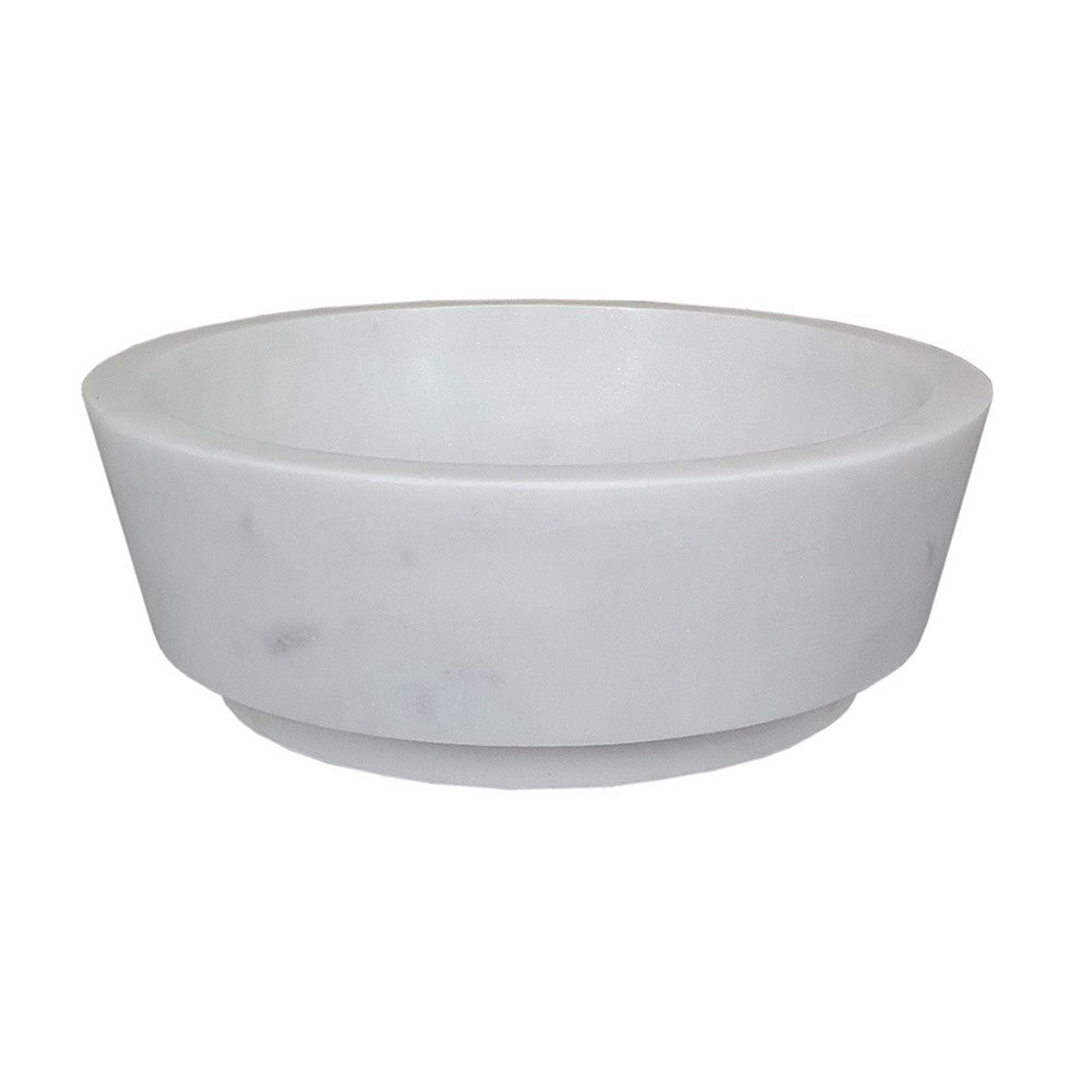 Decorative Accessory Bowl with Raised Edges, 7 Inch Round, White Marble - BM350298