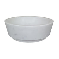 Decorative Accessory Bowl with Raised Edges, 7 Inch Round, White Marble - BM350298