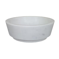 Decorative Accessory Bowl with Raised Edges, 7 Inch Round, White Marble - BM350298