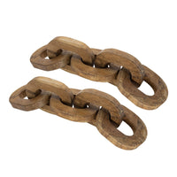 Intertwined Wood Chain Decor Sculpture Set of 2, Natural Brown Teak Root - BM350301