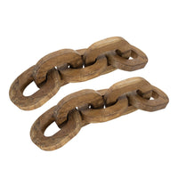 Intertwined Wood Chain Decor Sculpture Set of 2, Natural Brown Teak Root - BM350301