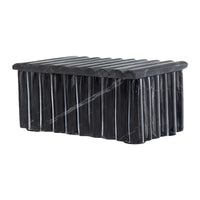 Decorative Storage Box with Lid, 7 Inch Fluted Carvings, Black Marble - BM350303