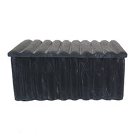 Decorative Storage Box with Lid, 7 Inch Fluted Carvings, Black Marble - BM350303