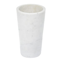 2 in 1 Tapered Candle Holder Flower Vase, 7 Inch Modern White Marble - BM350304