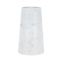 2 in 1 Tapered Candle Holder Flower Vase, 7 Inch Modern White Marble - BM350304